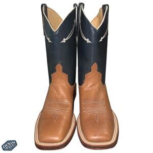 Anderson‎ Bean Horse Power Brown/Blue Square Toe Rewind to 89 Cowboy Boots X1006